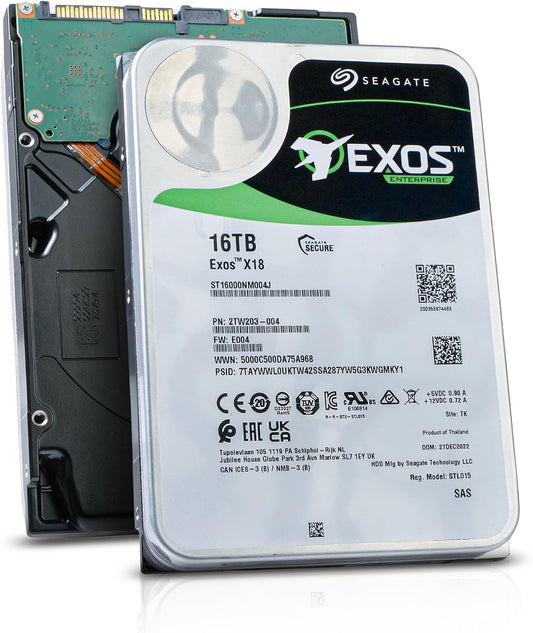 Seagate Exos X18 ST16000NM004J 16 TB Hard Drive - 3.5" Internal - SAS (12Gb/s SAS) (Renewed)