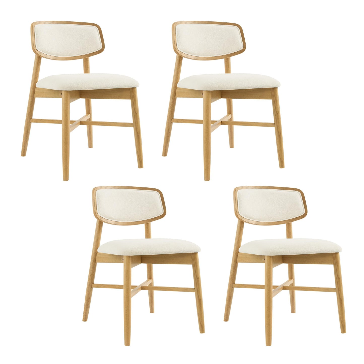 CHITA Soild Wood Dining Chairs Set of 4, Mid Century Modern Walnut Wood Kitchen Chairs with Curved Backrest, Dining Room Chair for Kitchen, Restaurant