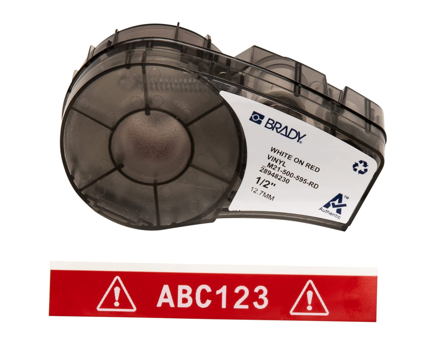 Brady Authentic (M21-750-595-WT) All-Weather Vinyl Label for Indoor/Outdoor ID, Lab and Equipment Labeling, Black on White- For M210, M210-LAB, M211, BMP21-PLUS and BMP21-LAB Printers, .75" W 21' L