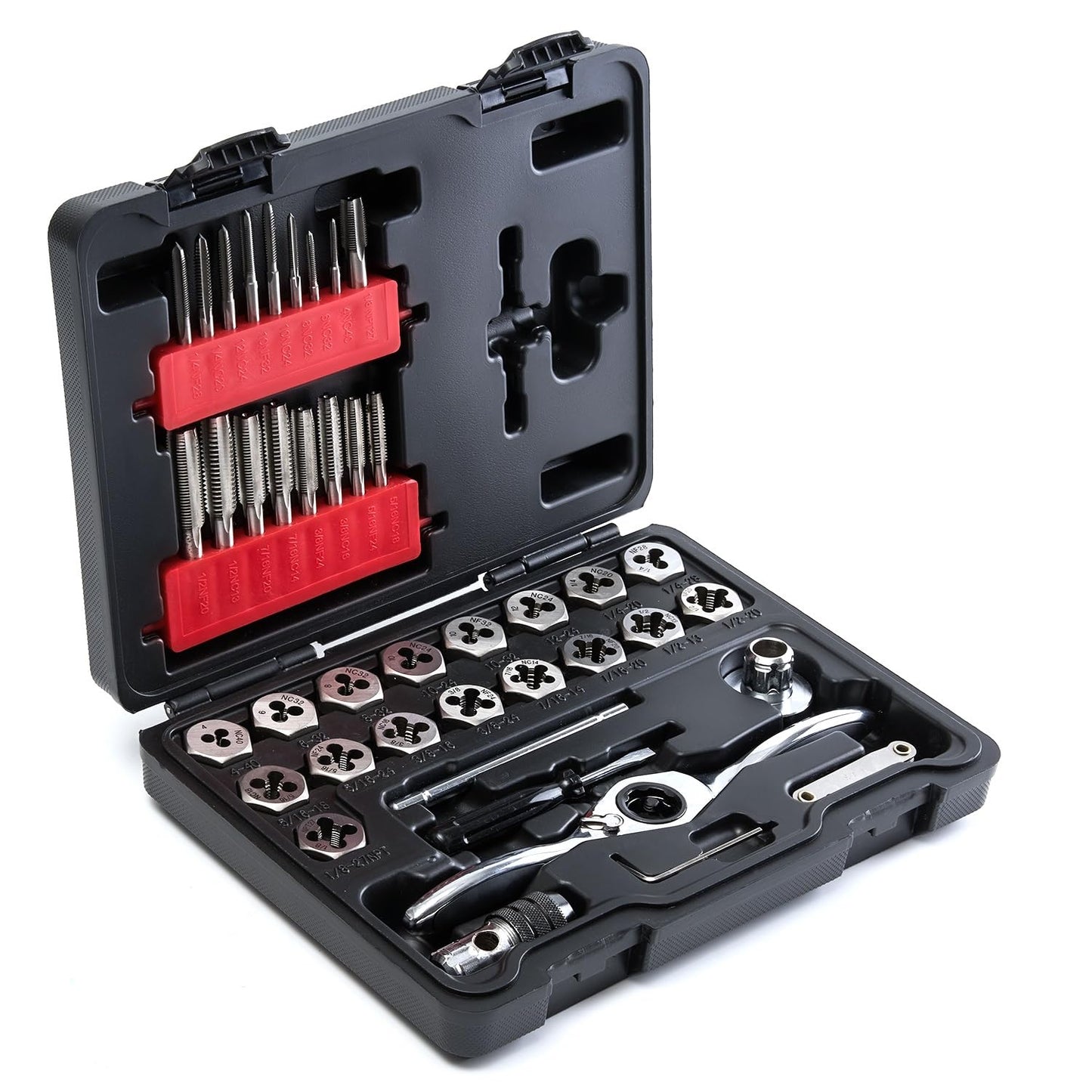 toolant 127 Piece Ratcheting Tap and Die Set, SAE/Metric Tap and Die Set with Assortment Drill Bit for Threading, Double-Layer Tool Box