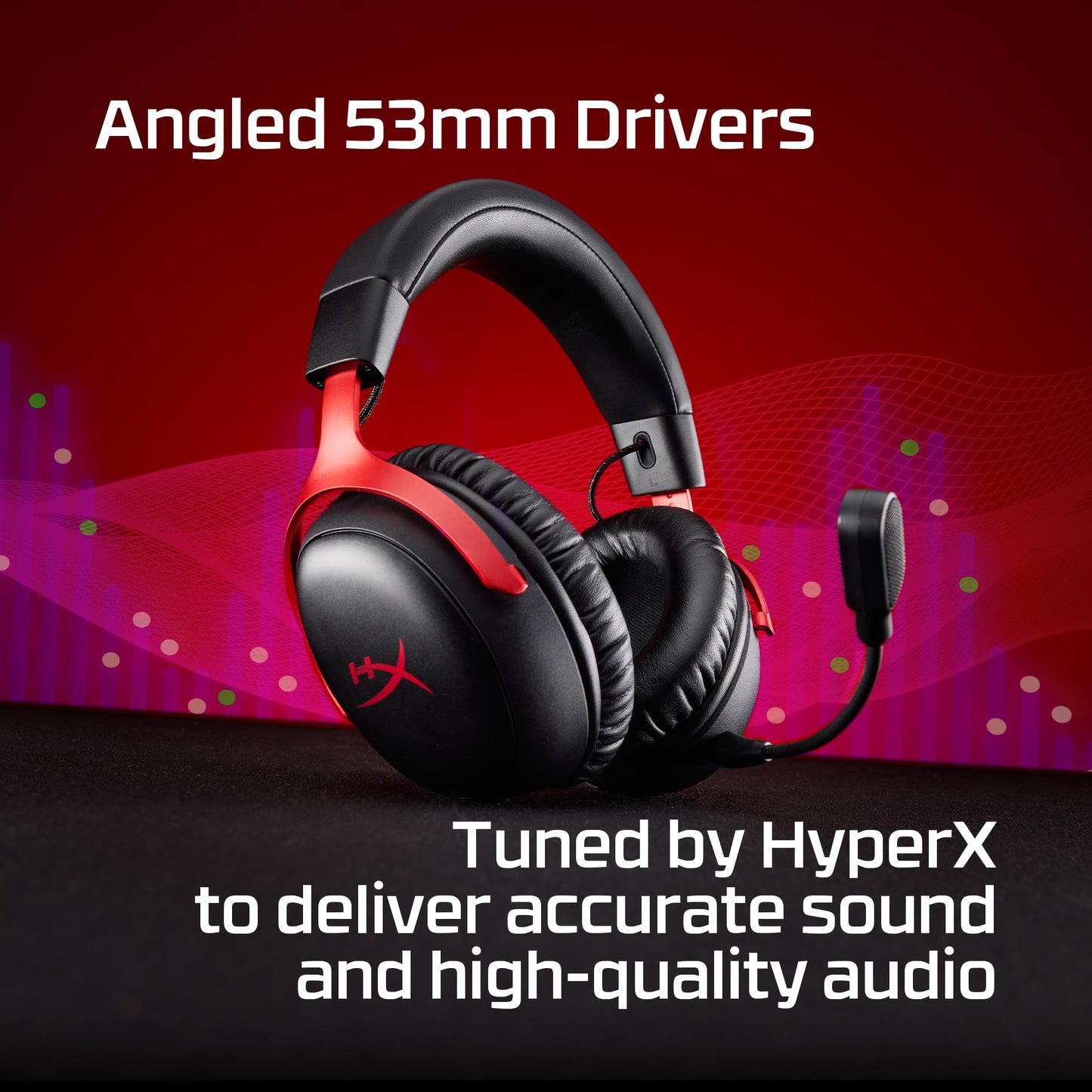 HyperX Cloud III S – Wireless Gaming Headset, 2.4GHz, Bluetooth, Battery Life up to 120 Hours 2.4GHz / 200 Hours Bluetooth, 53mm Angled Drivers, 10mm Detachable Mic, Customizable – Black/Red | 2.4GHz, Bluetooth, 53mm Angled Drivers, 10mm Detachable Mic