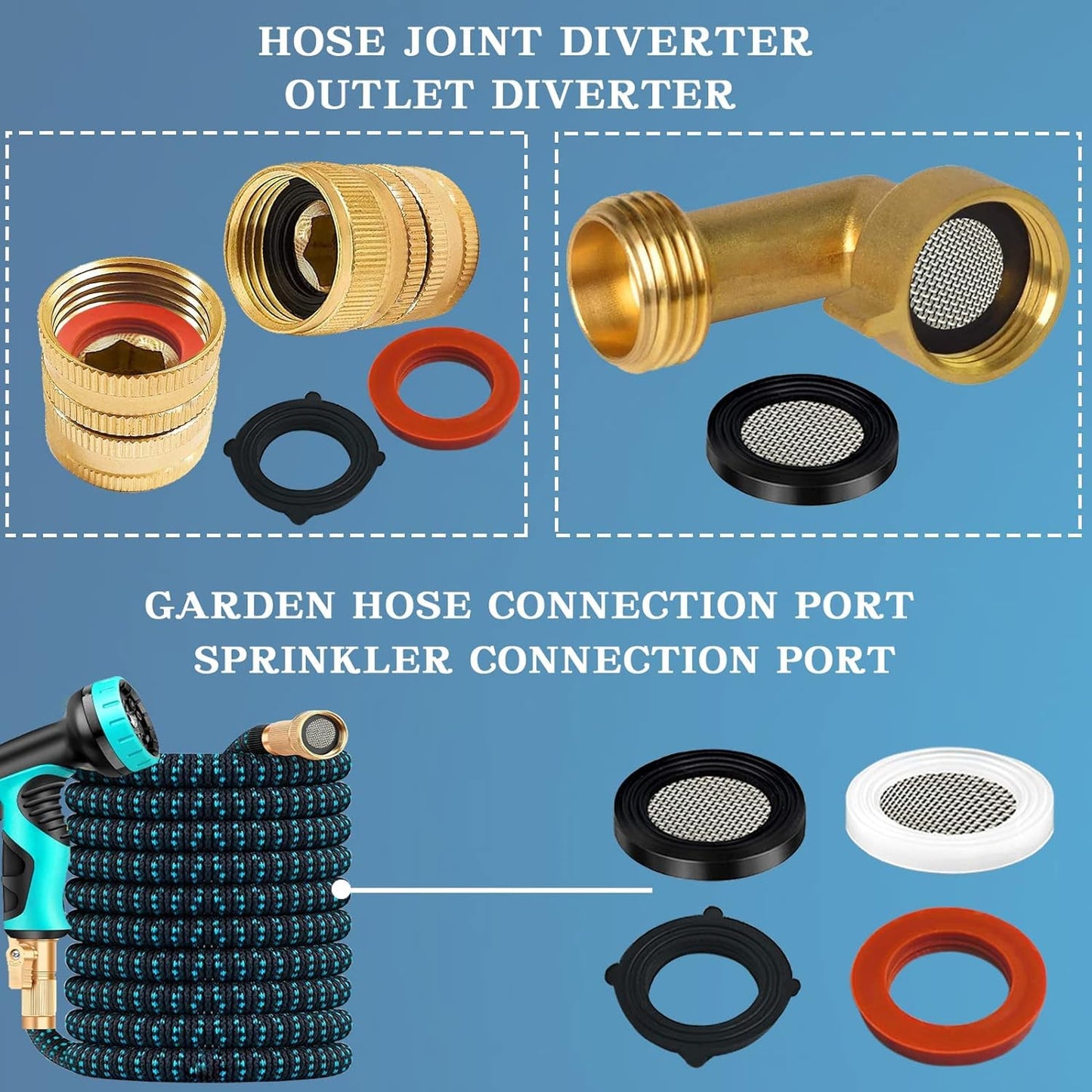ZDBB 80 Pcs Garden Hose Gasket Rubber Seal, Fits All Standard 3/4 Inch Outdoor Hose Fittings with Heavy Duty Red and Black Self-Locking Tabs to Hold The Gasket Securely in The Fitting