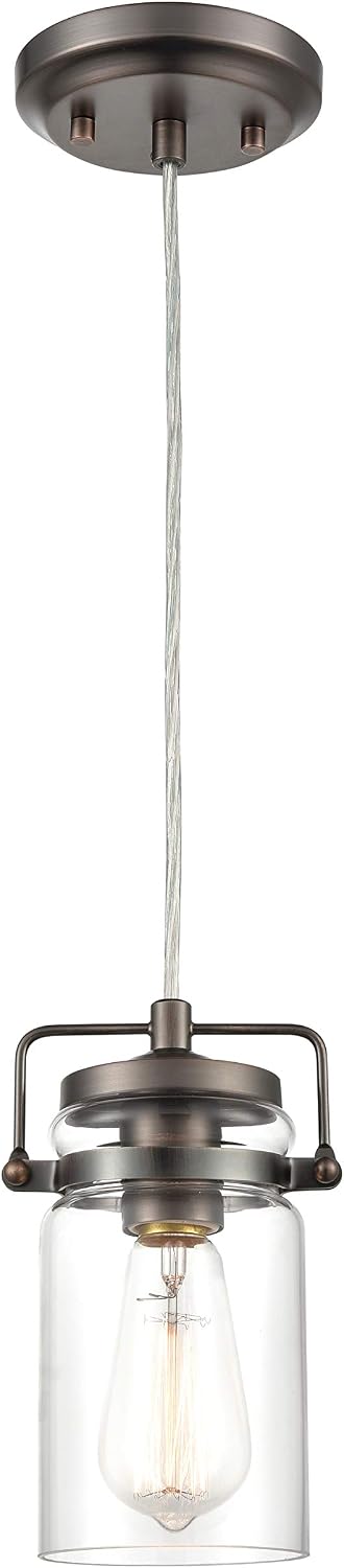 Light Society Topeka Mini Mason Jar Pendant Light, Glass Shade with Modern Bronze Finish, Vintage Industrial Modern Lighting Fixture (LS-C236-BZ)