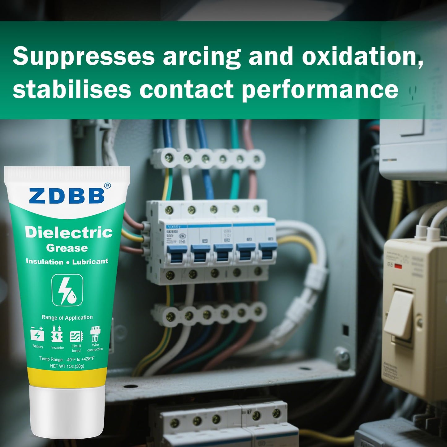 ZDBB Dielectric Grease for Electrical Connectors Automotive, Tune Up Dialectric Grease with a Brush, Electric Grasa Spark Plug, Battery Terminal, Marine Waterproof Heat-Resistant 1oz (1pcs)