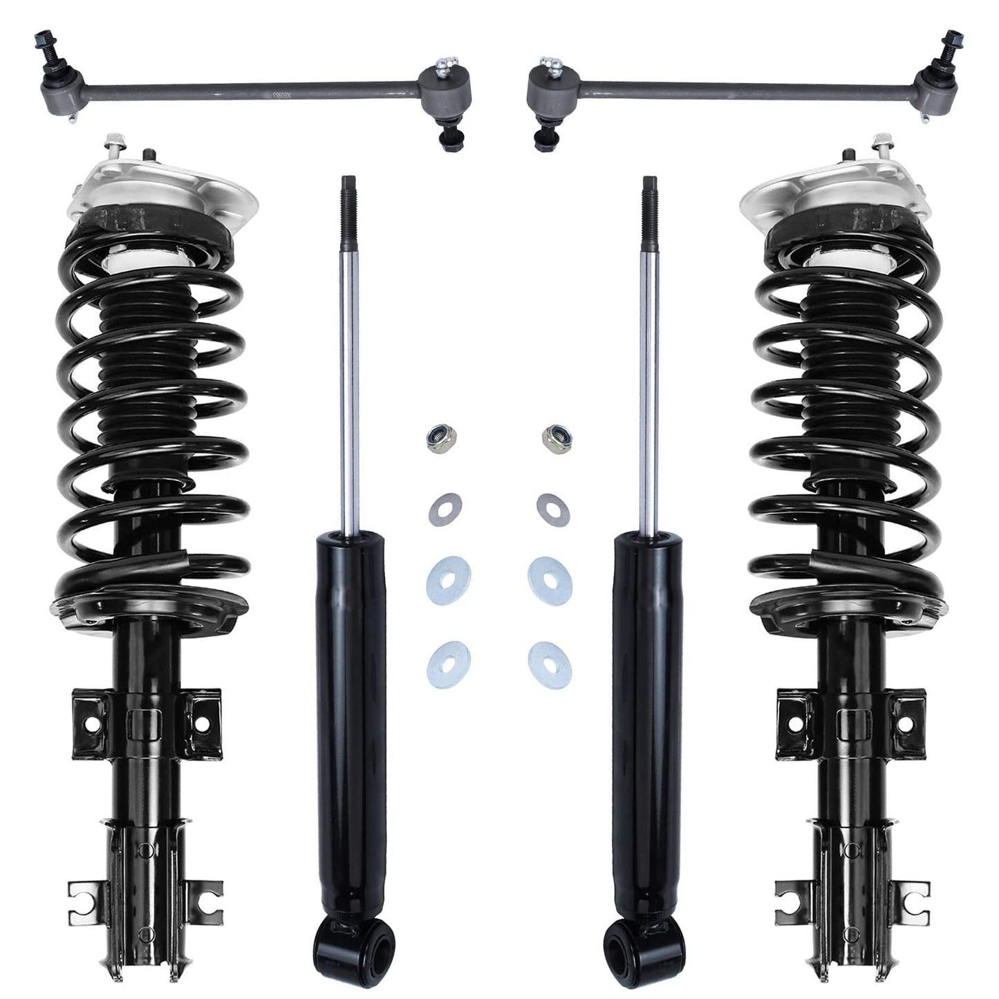 Detroit Axle - 6pc Struts Shocks Kit for 2014-2018 Chevy Silverado 1500 GMC Sierra 1500, 2 Front Struts w/Coil Springs 2 Sway Bars 2 Rear Shock Absorbers 2015 2016 2017 Replacement Suspension