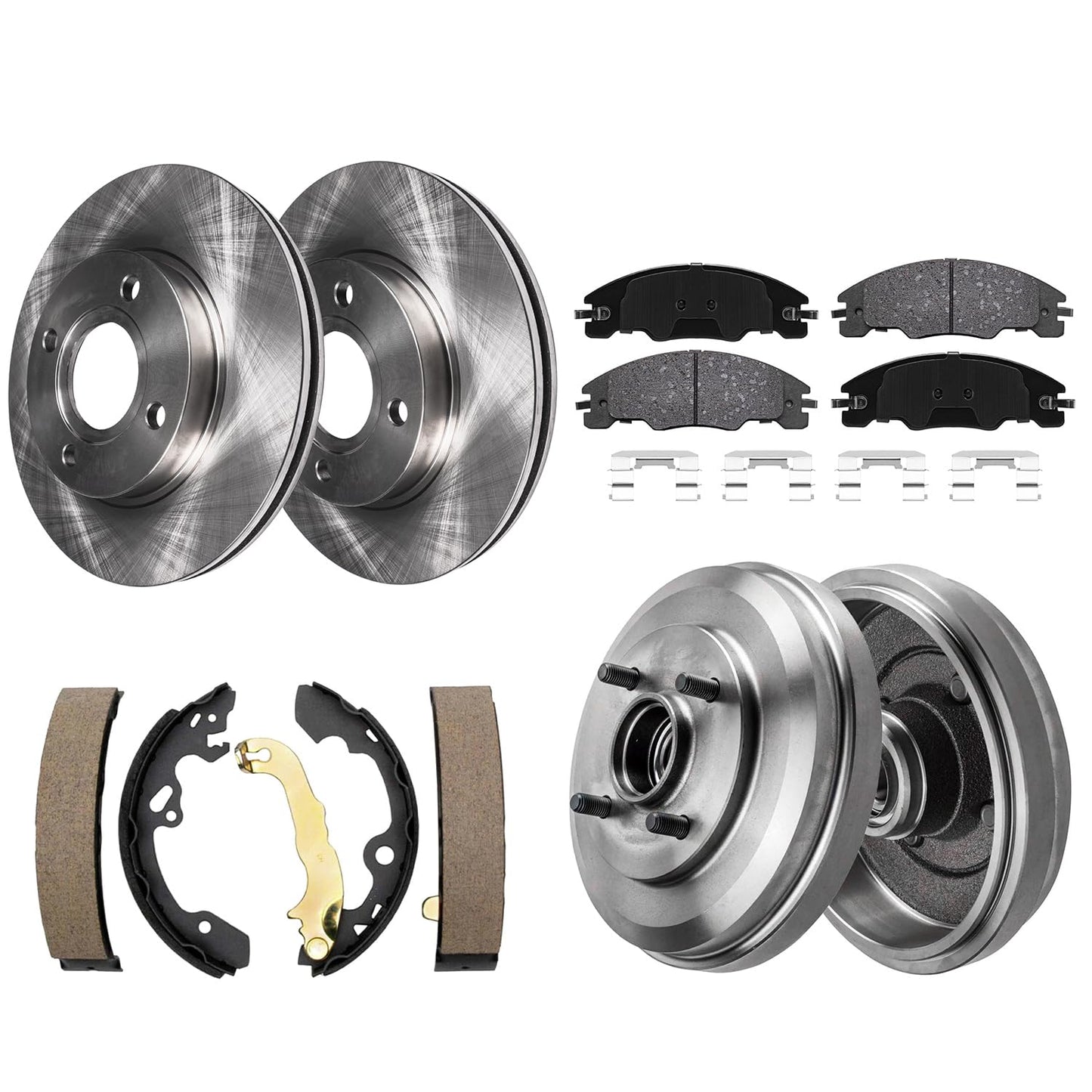 Detroit Axle - Brake Kit for Dodge Avenger Caliber Jeep Patriot Compass Chrysler 200 Sebring Replacement Disc Brake Rotors Ceramic Brakes Pads 5 Lugs: 11.57" inch Front and 10.31" inch Rear Rotors