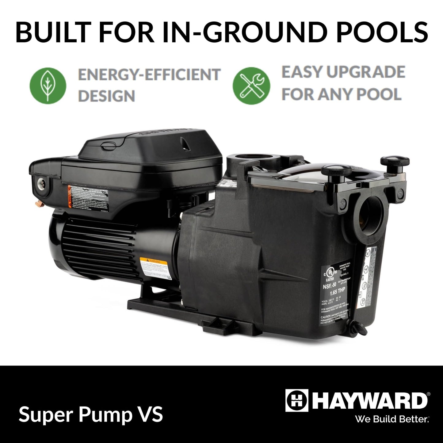Hayward Pool Pump Inground Pools Super Pump 1 HP (W3SP2607X10 replacement for SP2607X10 pump for in-ground pools)