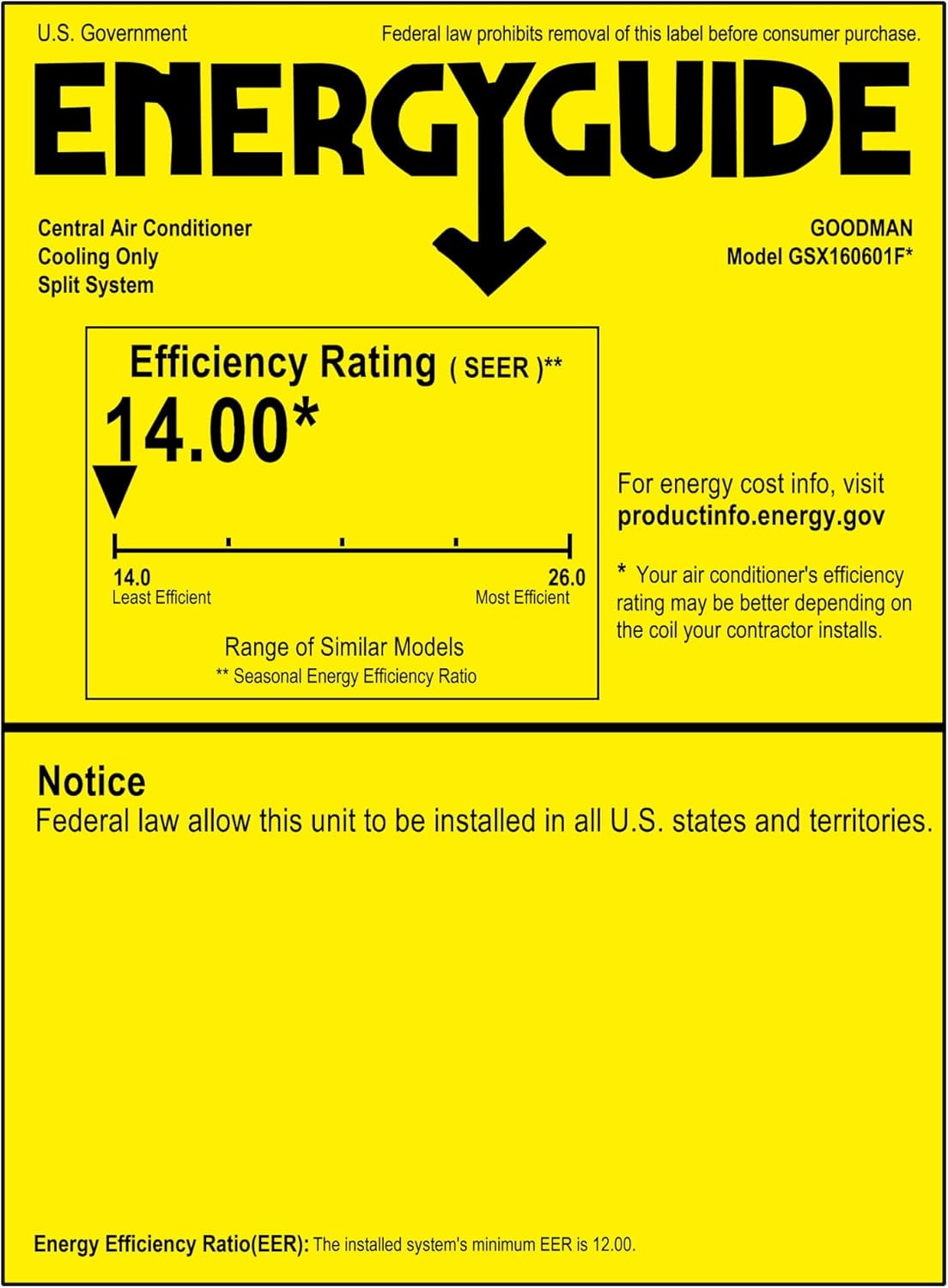 Goodman 5 Ton 16 Seer 120,000 Btu 96% Afue Gas System GSX160601 - CAPF4961D6 - GMEC961205DN - TX5N4