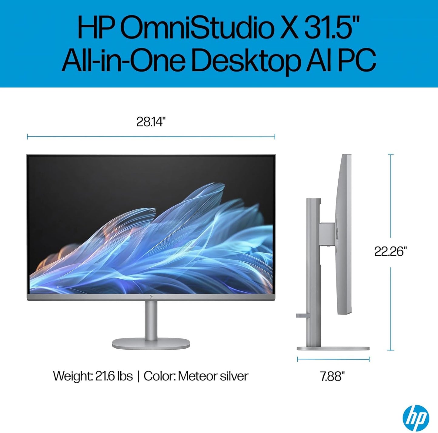 HP OmniStudio X 32 31.5" 4K UHD (3840x2160) All-in-One Desktop PC - Intel Core Ultra 7 258V up to 4.8 GHz, 32GB DDR5 RAM, 1TB NVMe SSD, Intel Arc Graphics, Wireless Keyboard & Mouse, Windows 11 Home
