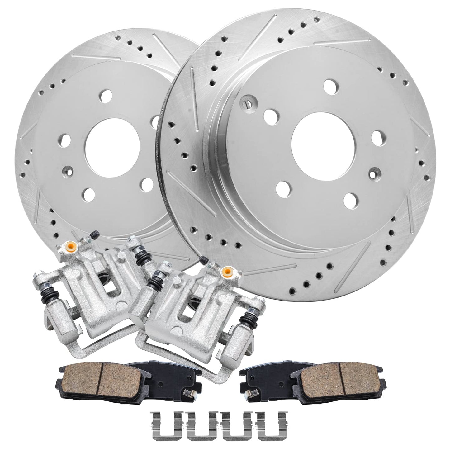 Detroit Axle - Rear Brake Kit for 1999-2006 Chevy GMC Sierra Silverado 1500, 00-01 Tahoe Yukon, 03-05 Astro Safari Replacement Drilled Slotted Disc Brake Rotors Ceramic Brakes Pads: 12.78" inch Rotor