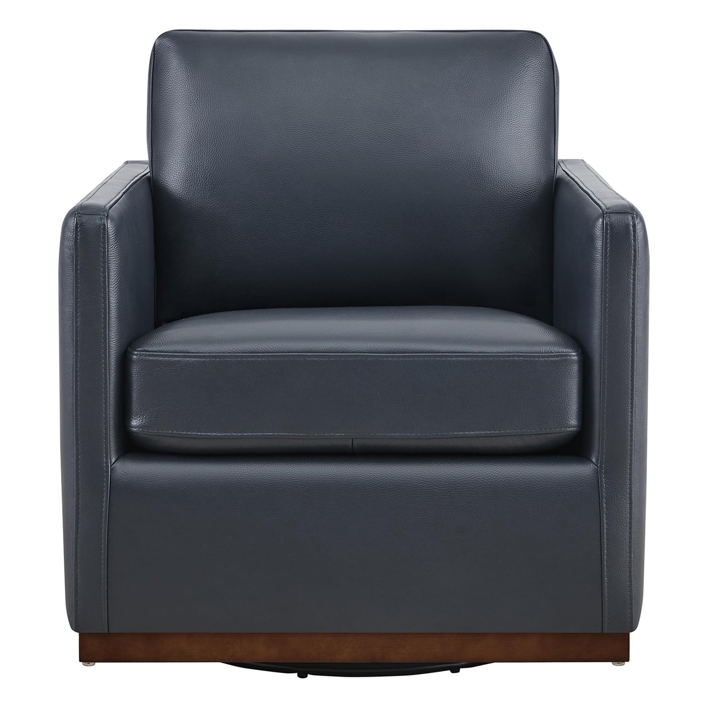 CHITA Genuine Leather Swivel Accent Chair, FSC Certified Mid Century Modern Arm Chair for Living Room and Bedroom, Fully Assembled, Saddle
