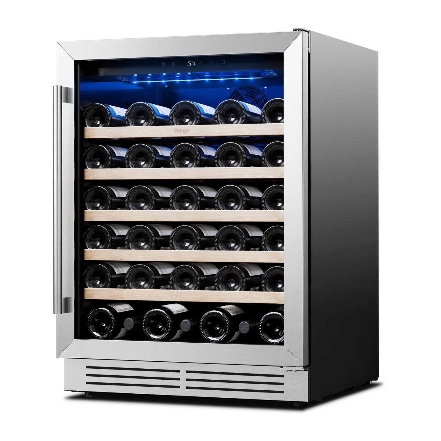 Yeego Wine Fridge Cooler - 24 Inch Dual Zone Wine Fridge Hold 52 Bottles, 40-65°F Wine Refrigerator Glass Door, Built in Fridge, Freestanding Adjustable Shelves Fridge for Beer Soda Drink Home Bar