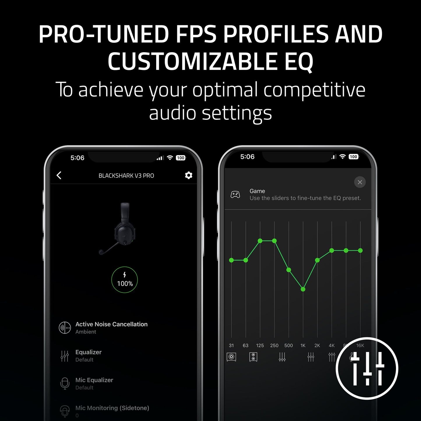 Razer BlackShark V3 Pro Wireless ANC Gaming Headset for PC: Full Band Mic - 50mm Drivers - 2.4 GHz, Bluetooth, USB, 3.5mm - Works with Mac, PS5, Nintendo Switch, Smartphone - 70 Hr Battery - Black