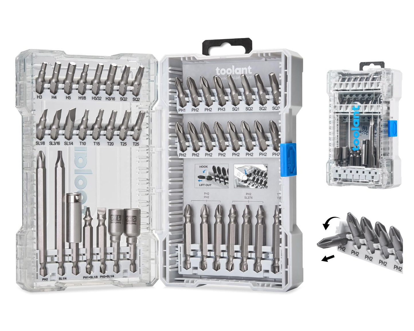 toolant Complete impact driver Bit Set, 40-Piece S2 Steel Impact Bits Set with Magnetic Holder & Storage Case – Hex, Torx, Phillips, Slotted, Square – for Home DIY, Appliance Repair, Beginner-Friendly