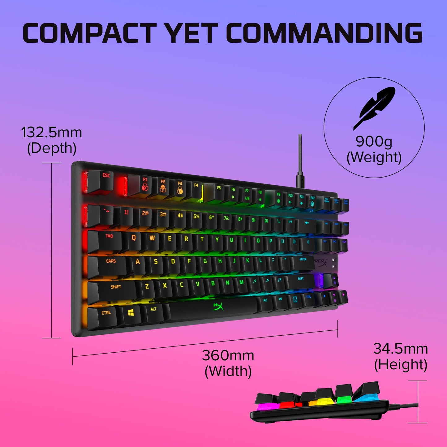 HyperX Alloy Origins 65 - Mechanical Gaming Keyboard – Compact 65% Form Factor - Linear Red Switch - Double Shot PBT Keycaps - RGB LED Backlit - NGENUITY Software Compatible,Black
