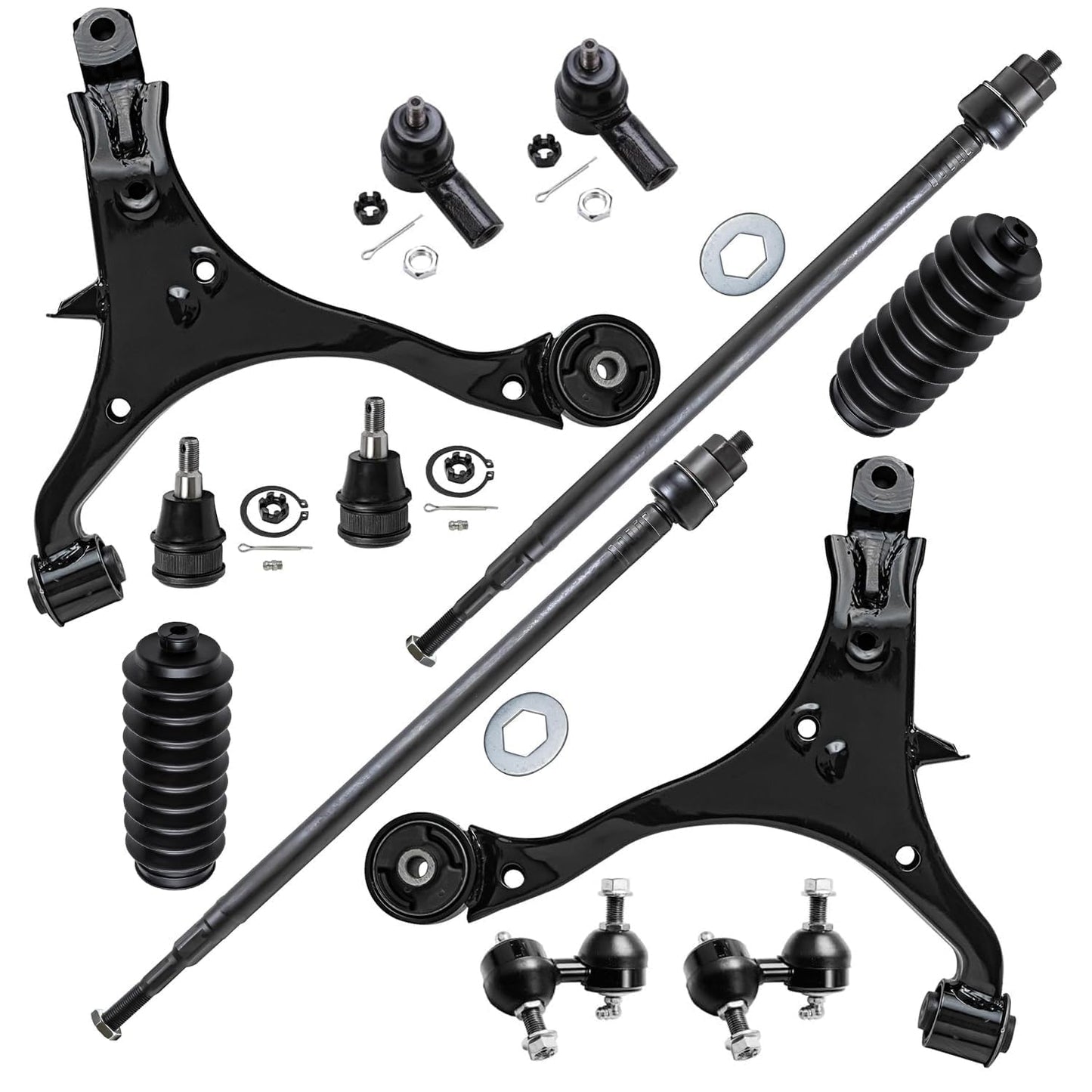 Detroit Axle - 12pc Front End Kit for 07-13 Chevy Silverado 1500 GMC Sierra | Suburban Yukon XL 1500 Tahoe Escalade ESV EXT, 2 Upper Control Arms 2 Sway Bars 4 Tie Rods 2 Lower Ball Joints 2 Boots