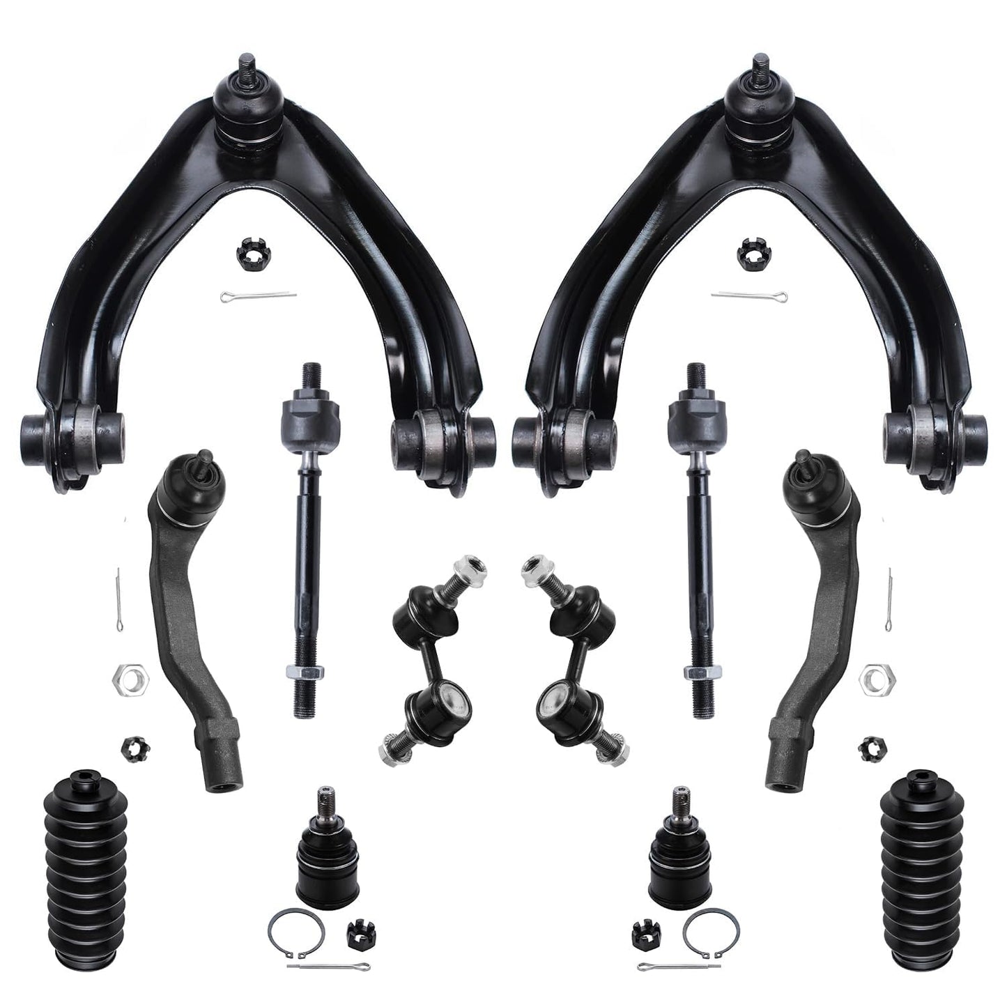 Detroit Axle - 12pc Front End Kit for 07-13 Chevy Silverado 1500 GMC Sierra | Suburban Yukon XL 1500 Tahoe Escalade ESV EXT, 2 Upper Control Arms 2 Sway Bars 4 Tie Rods 2 Lower Ball Joints 2 Boots