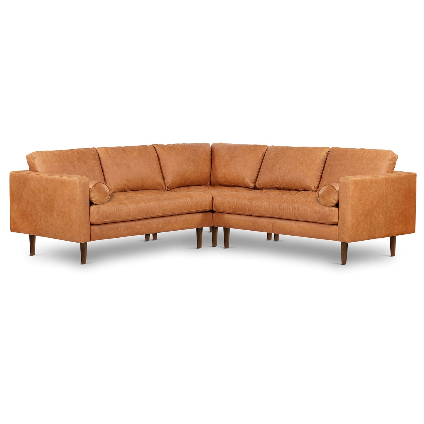 POLY & BARK Napa 82" Leather Pull‑Out Sleeper Sofa – Full‑Grain Italian Leather Upholstery,Tri‑Layer Mattress & Storage Console –Sophisticated Multi‑Functional Sofa Bed for Living Rooms & Guest Spaces