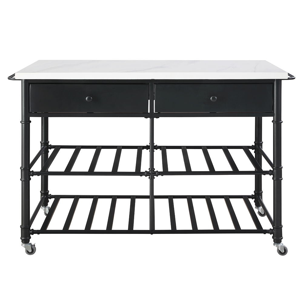 Emery - Kitchen Island - White Cultured Marble Top & Gray