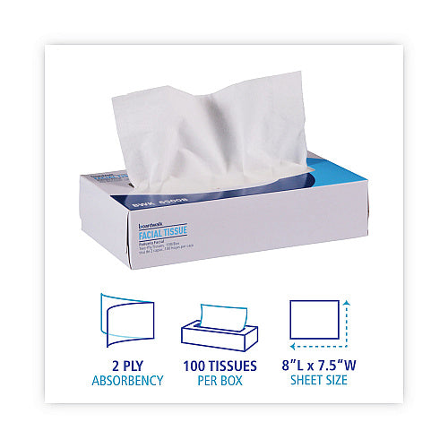 Boardwalk® Facial Tissues, 2-Ply, 100 Tissue Box, 30 Boxes (BWK6500B)