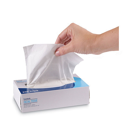 Boardwalk® Facial Tissues, 2-Ply, 100 Tissue Box, 30 Boxes (BWK6500B)
