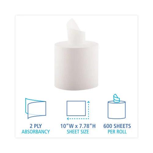 Boardwalk® Center-Pull Paper Hand Towels, 2-Ply, 500-ft., 6 Rolls (BWK6400)