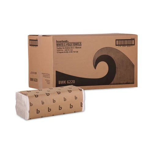 Boardwalk® C-Fold Paper Towels, 1-Ply, White, 2400 Towels (BWK6220)