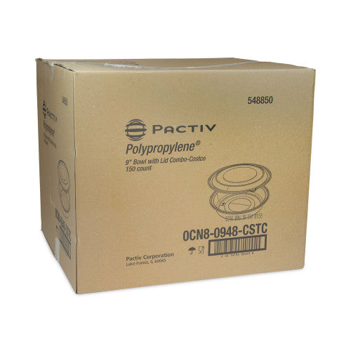 Pactiv EarthChoice MealMaster Container with Lid, 48 oz, 10.13" Diameter x 2.13"h, 1-Compartment, Black/Clear, Plastic, 150/Carton (0CN80948CSTC)
