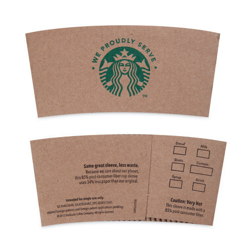 Starbucks Cup Sleeves, Fits 12, 16, 20 oz Hot Cups, Kraft, 1,380/Carton (11020575)