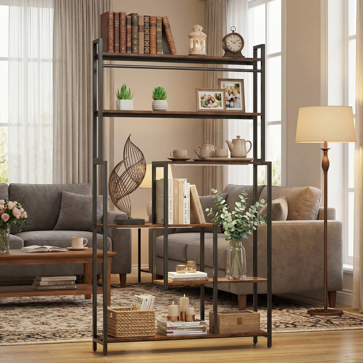 5-Tier Metal Display Shelf with LED Lights