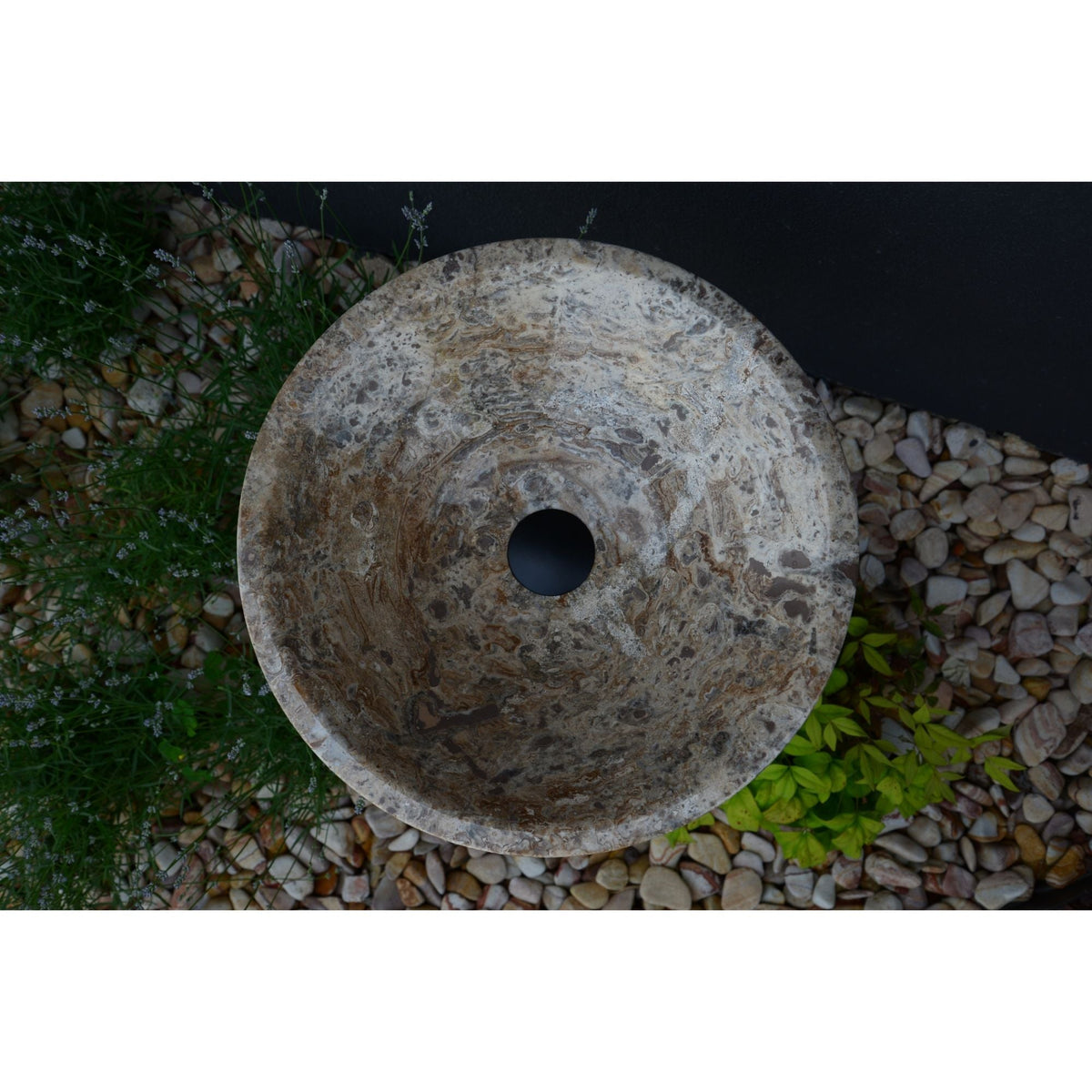 Valencia Travertine Conical Stone Vessel Sink Handmade Carved