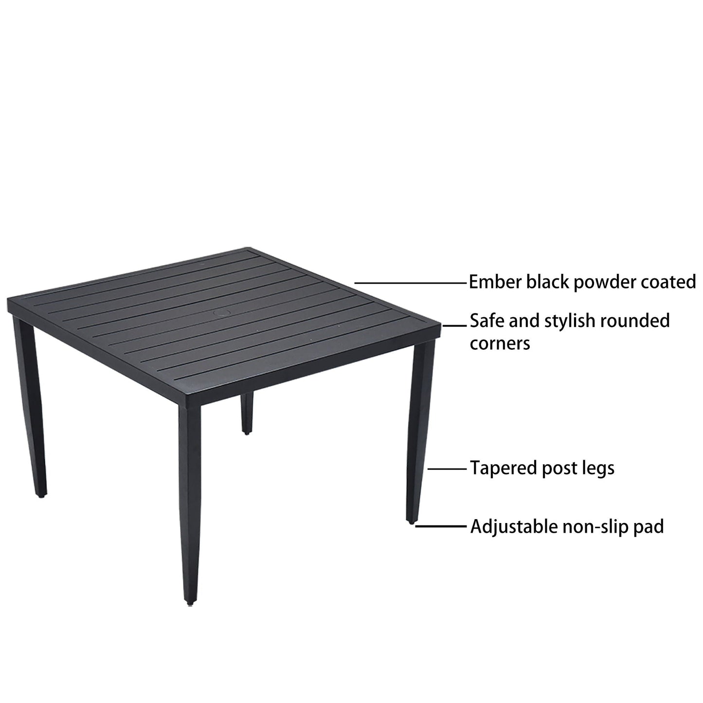 Outdoor Modern Dining Set, Chairs Sunbrella Cushioned And Dining Table With Umbrella Hole