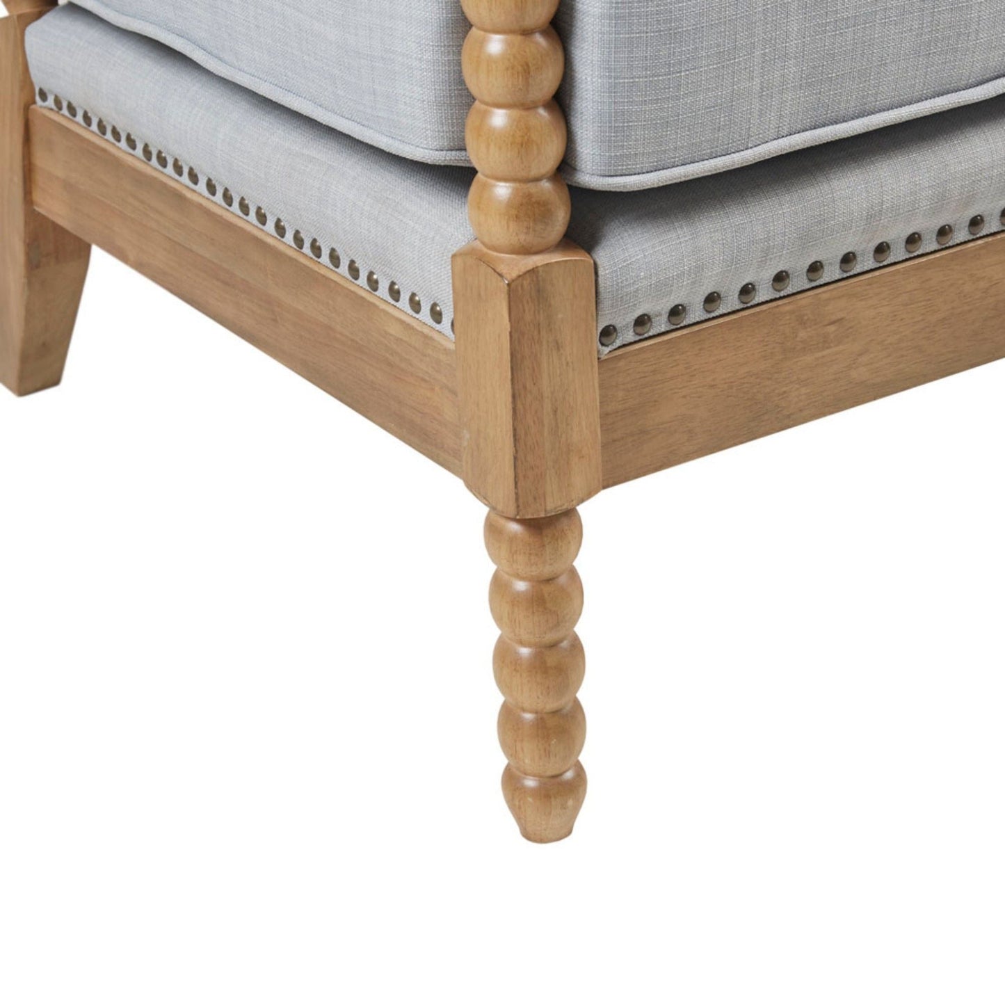 Arm Chair With Open Back Spindle Design, Padded Armrests