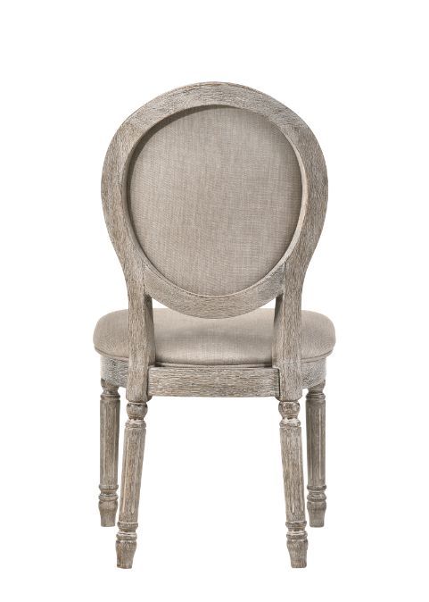 Faustine - Side Chair (Set of 2) - Tan Fabric & Salvaged Light Oak