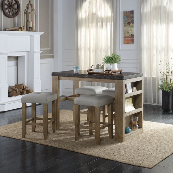 Charnell - Counter Height Stool (Set of 2) - Gray Synthetic Leather & Oak