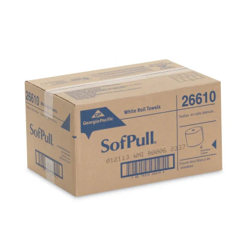 Georgia Pacific Professional Hardwound Paper Towel Roll, Nonperforated, 1-Ply, 9" x 400 ft, White, 6 Rolls/Carton (26610)