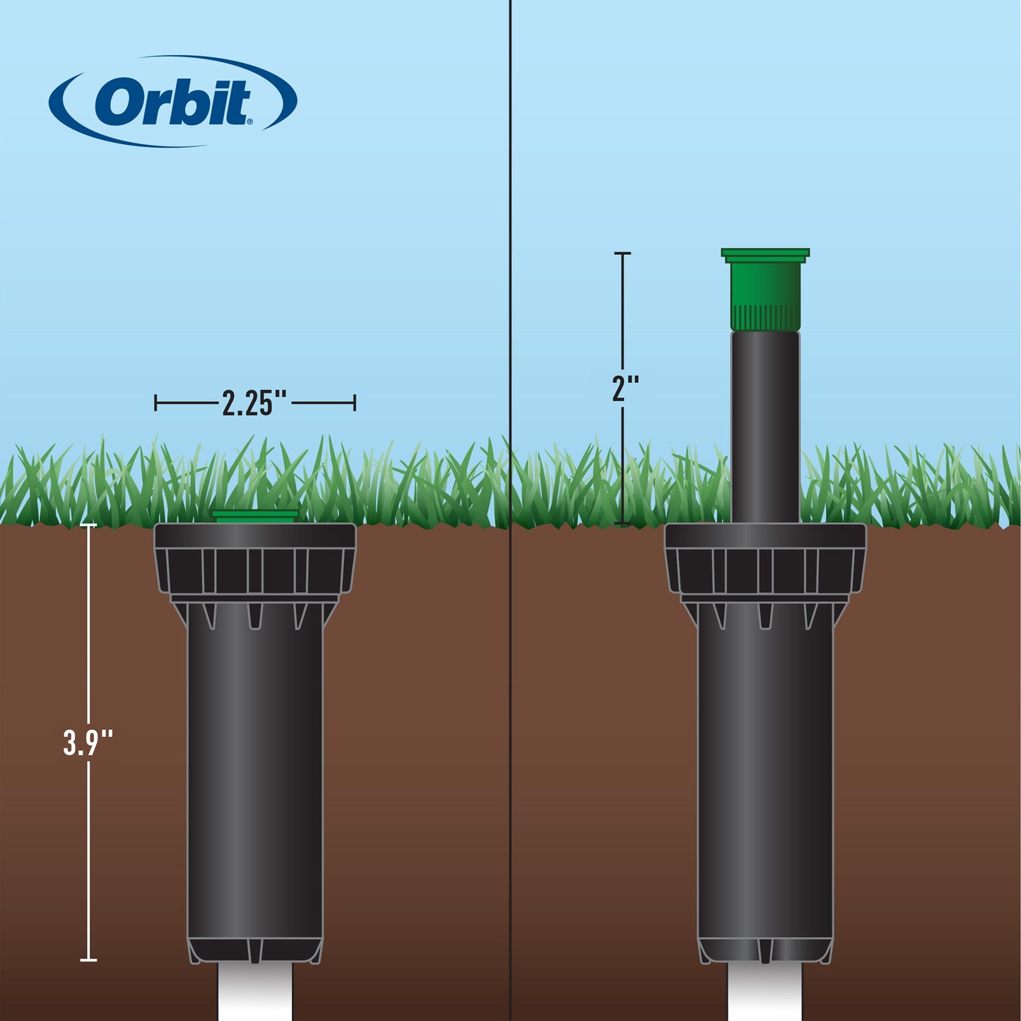 2-inch Professional Hard Top Pressure-Regulating Pop-Up Spray Head Sprinkler with 15-foot Adjustable Nozzle | 80307