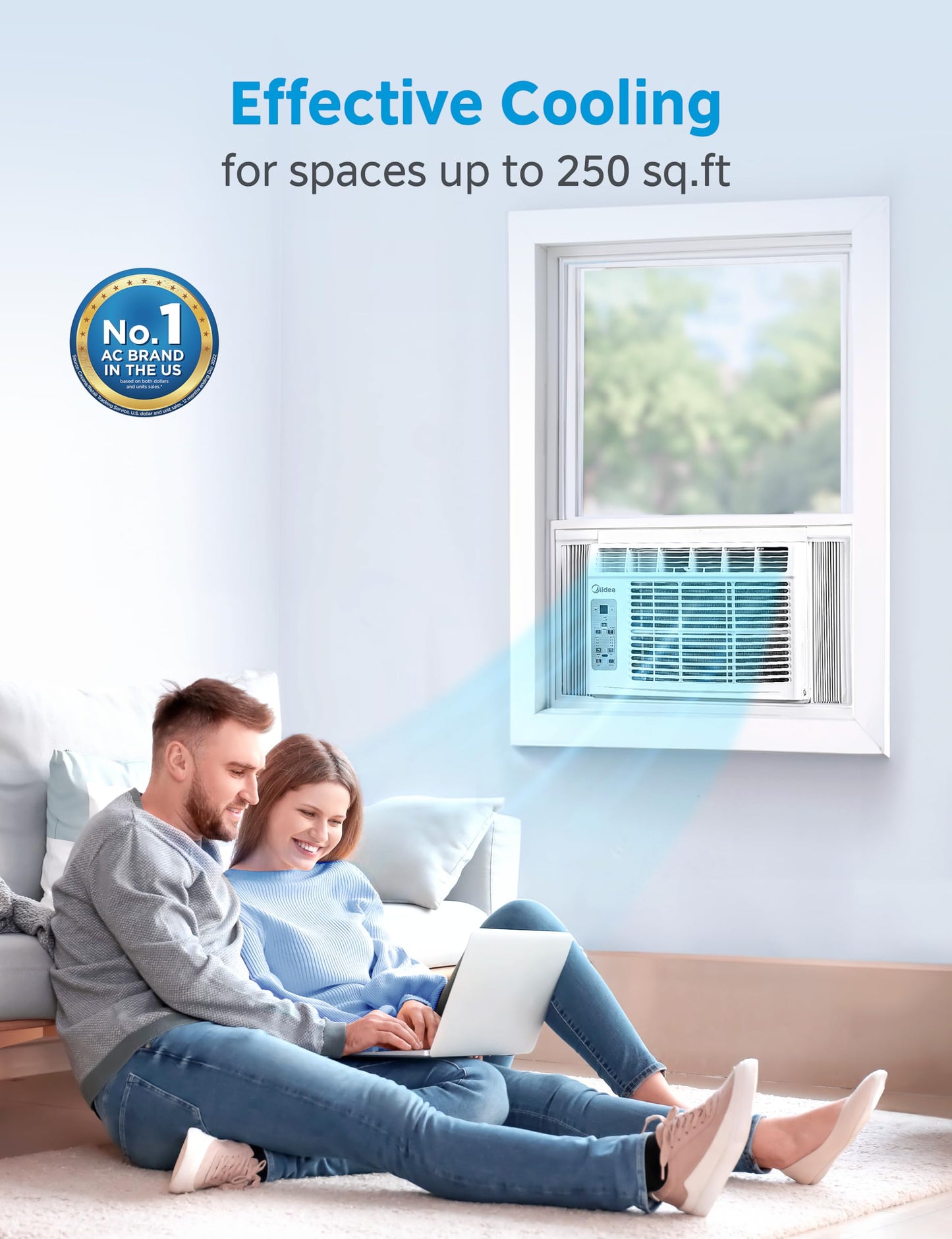 Midea 5,000 BTU EasyCool Small Window Air Conditioner - Cool up to 150 Sq. Ft. with Easy-to-Use Mechanical Controls and Reusable Filter, Perfect for Small Bedroom, Living Room, Home Office