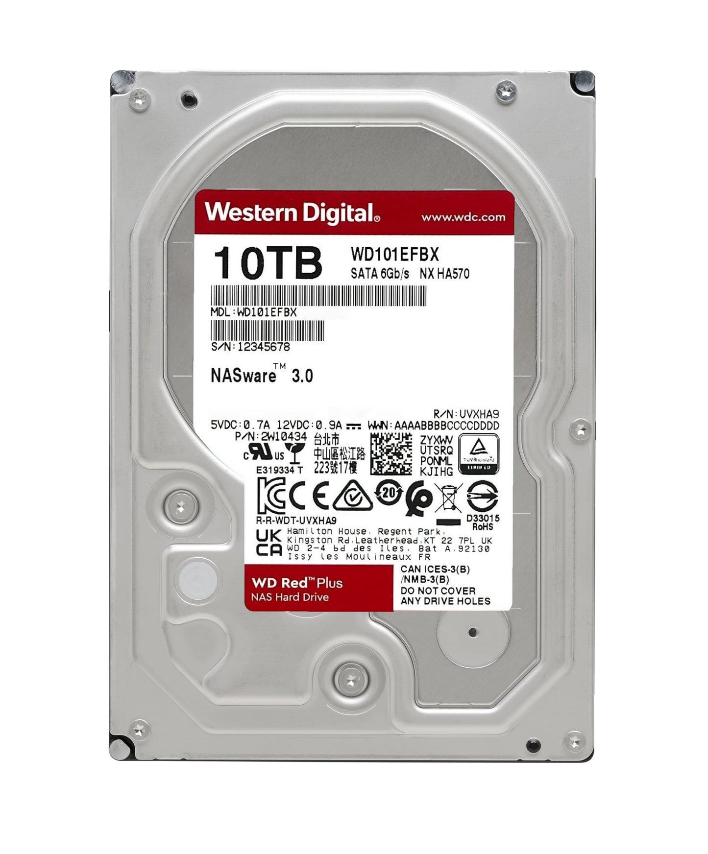 Western Digital 8TB WD Red Plus NAS Internal Hard Drive HDD - 5640 RPM, SATA 6 Gb/s, CMR, 256 MB Cache, 3.5" - WD80EFPX
