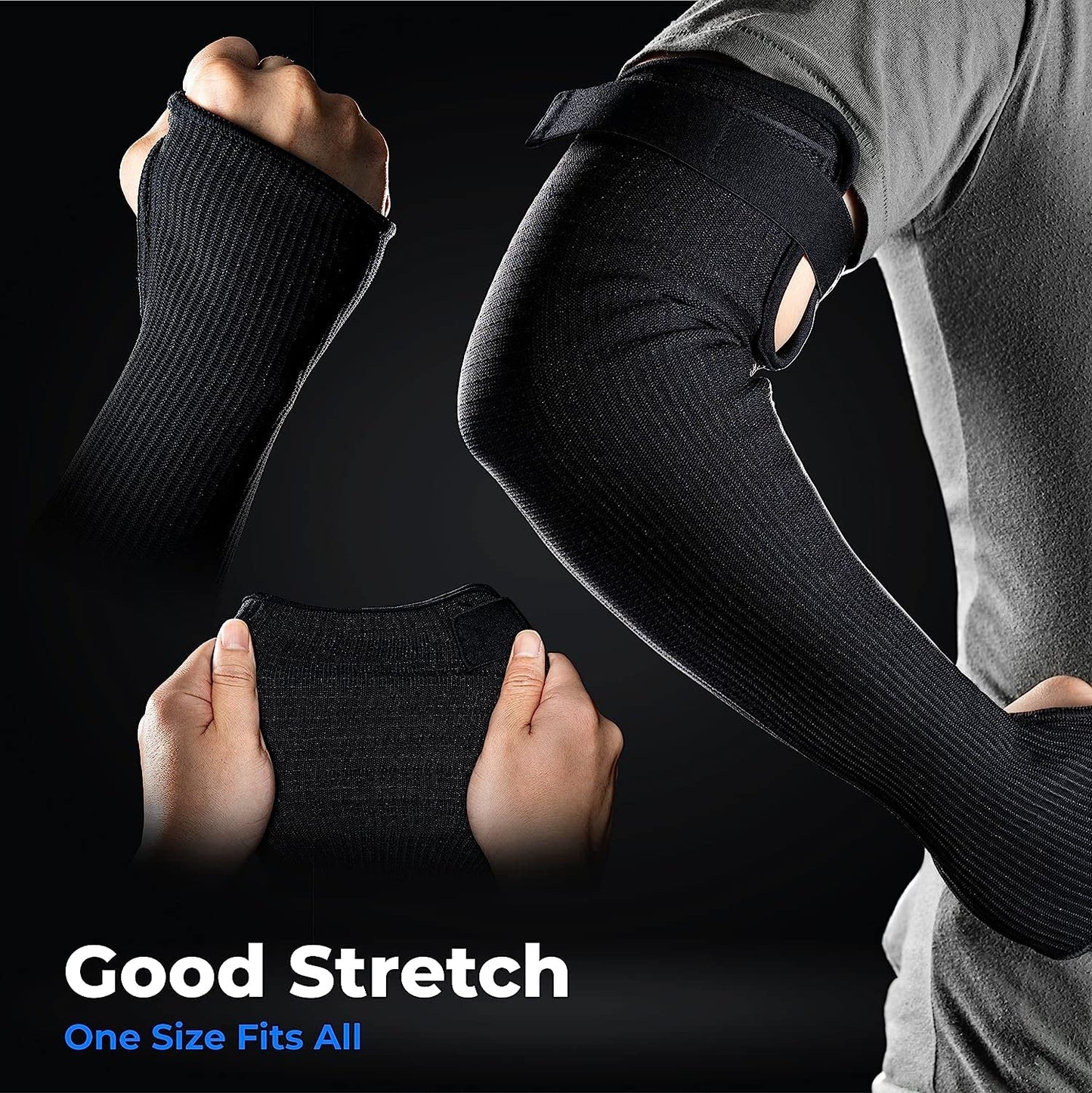 OriStout Cut Resistant Farmers Sleeves with Thumb Hole, Arm Protectors for Thin Skin and Bruising, for Gardening, Welding, Kitchen, Arm Guards for Biting, Pet Grooming, Grey, 1 Pair