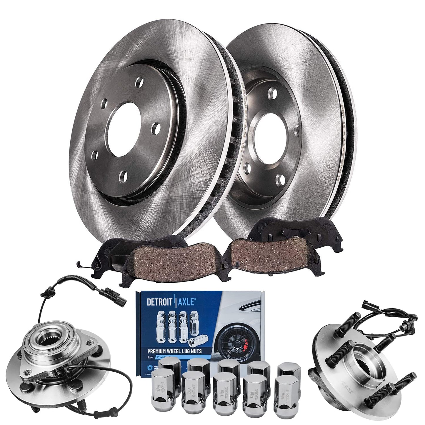 Detroit Axle - Brake Kit for 2013-2016 Kia Optima 2011-2015 Hyundai Sonata, Disc Brake Rotors Ceramic Brakes Pads Front and Rear 2014 Replacement