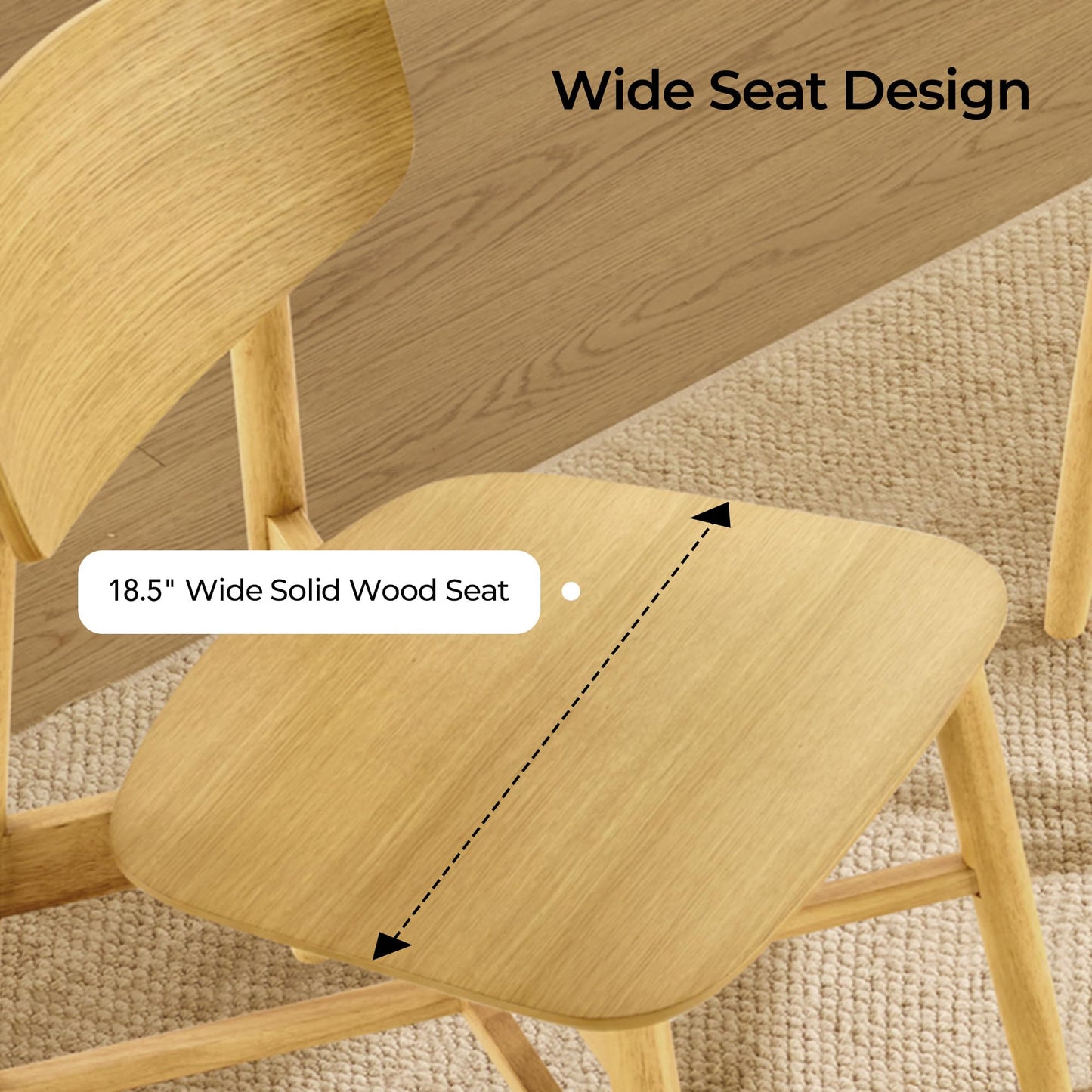 CHITA Soild Wood Dining Chairs Set of 4, Mid Century Modern Walnut Wood Kitchen Chairs with Curved Backrest, Dining Room Chair for Kitchen, Restaurant