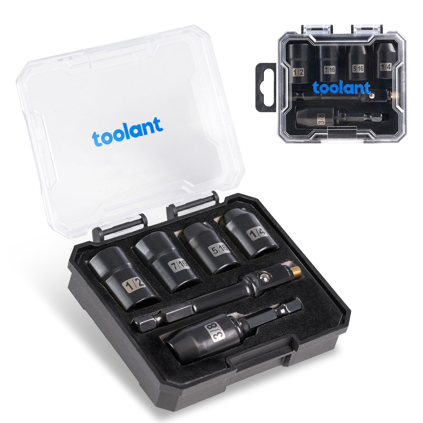 toolant Magnetic Nut Driver Set 34 Piece, Impact Driver Bit Set, Deep Nut Driver, Impact Socket Adapters, Wing Nut Driver, Tough Gift Case