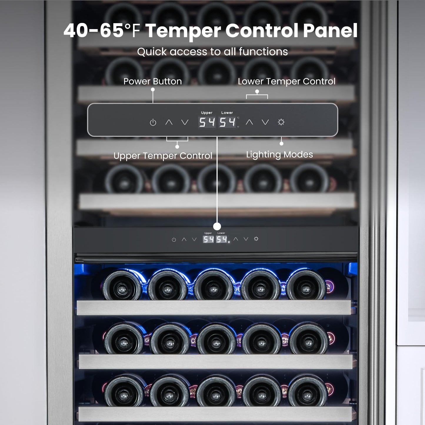 Yeego 24 Inch Wine Fridge Cooler - 52 Bottles Wine Cooler with Glass Door, 40-65℉ Built-In or Freestanding Refrigerator, Under Counter Wine Fridge for Kitchen Bar Office (Left-Hinged)