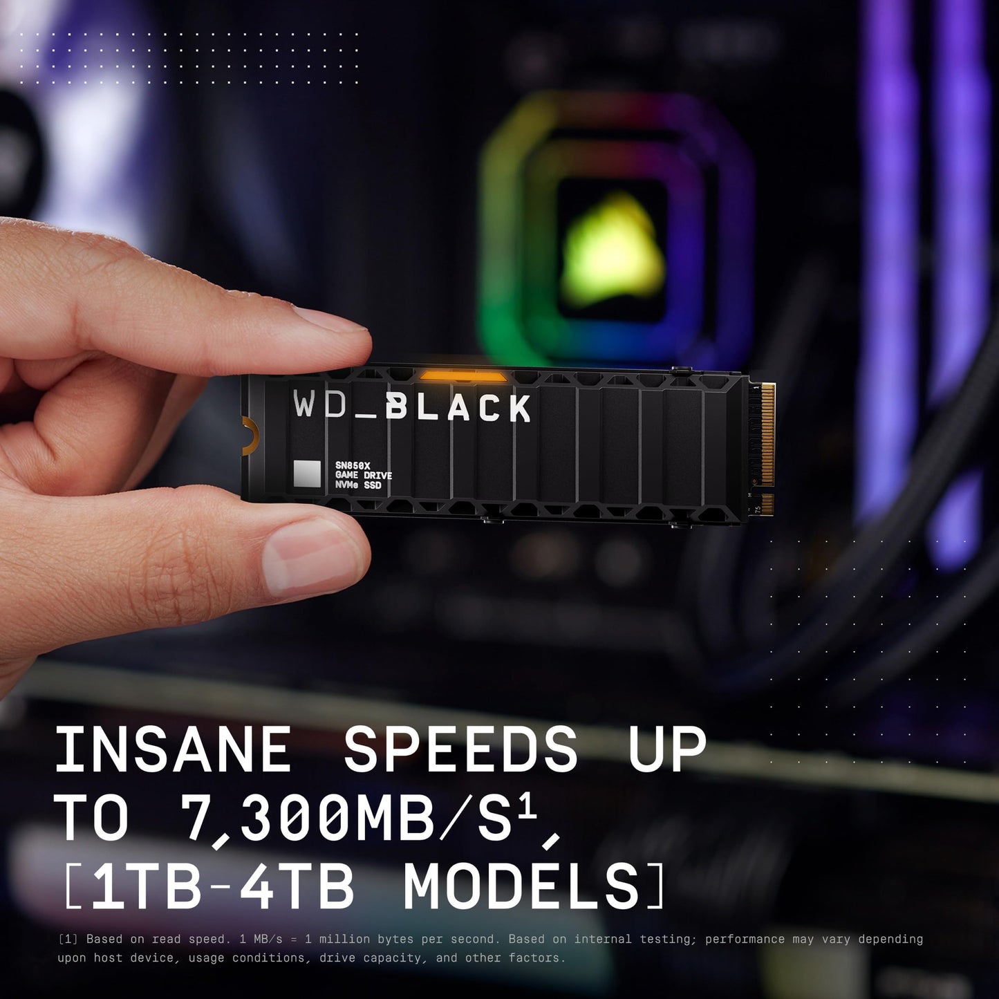 WD_BLACK SN850X 4TB NVMe SSD - M.2 2280, Up to 7,300 MB/s Read speeds, Up to 6,300 MB/s write speeds, Gaming Expansion, High Performance Internal Solid State Drive - WDS400T2X0E