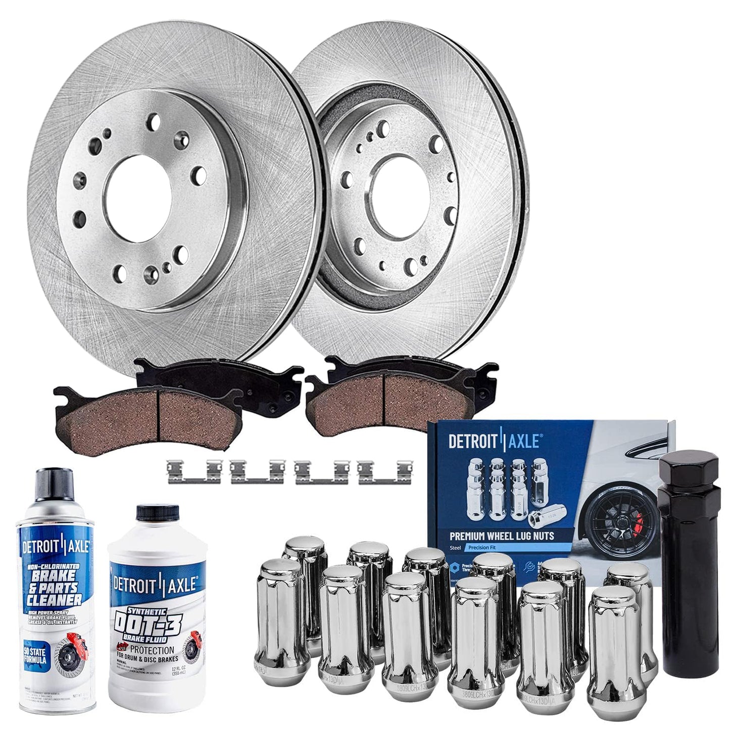 Detroit Axle - Brake Kit for 14-20 Nissan Rogue, 17-22 Rogue Sport, Front and Rear Disc Brake Rotors Ceramic Brake Pads 2018 2019 Replacement