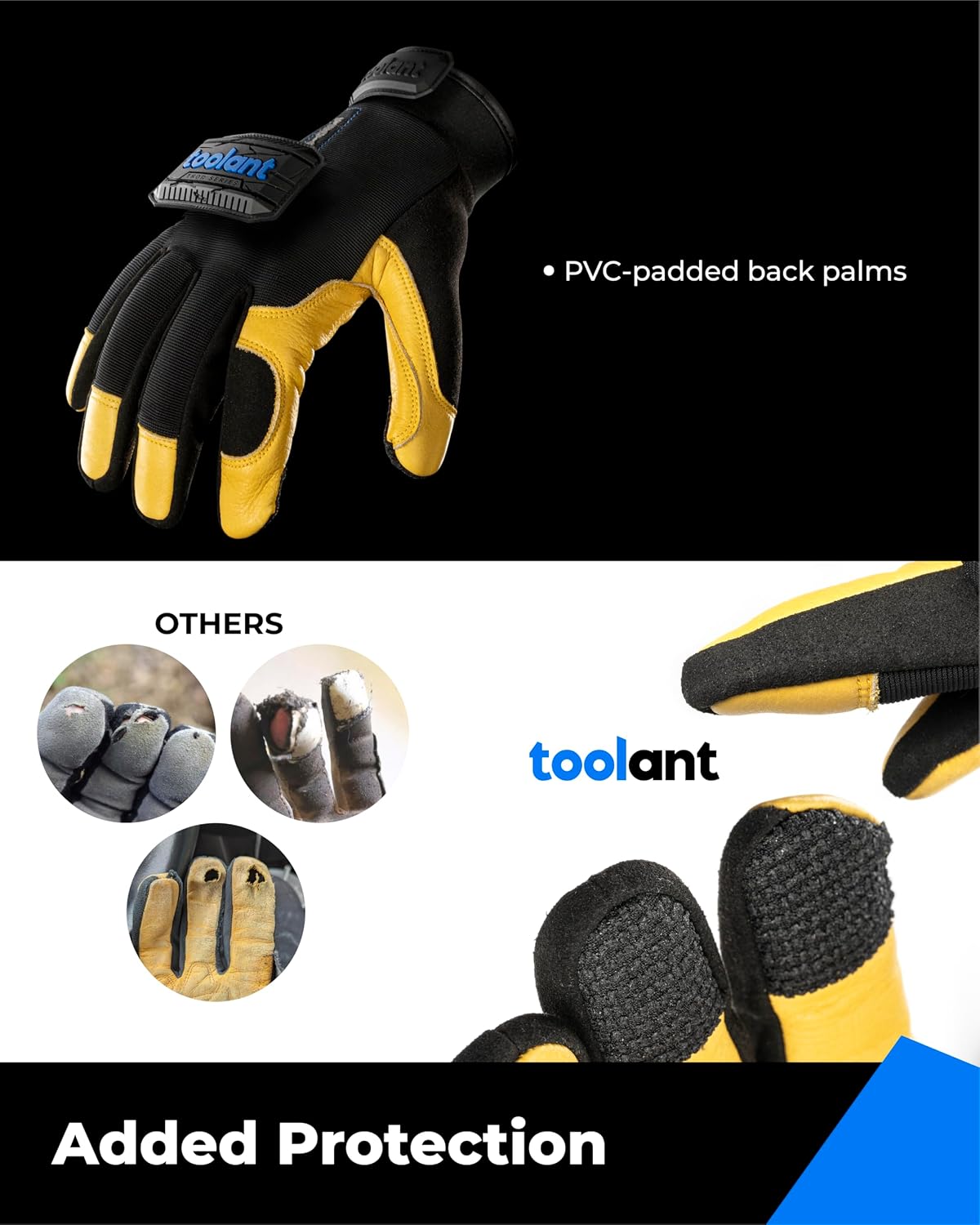 toolant Upgraded Waterproof Winter Work Glove with 3M Lining,Heavy Duty High Dexterity Leather Gloves,Touchscreen with Impact Protection