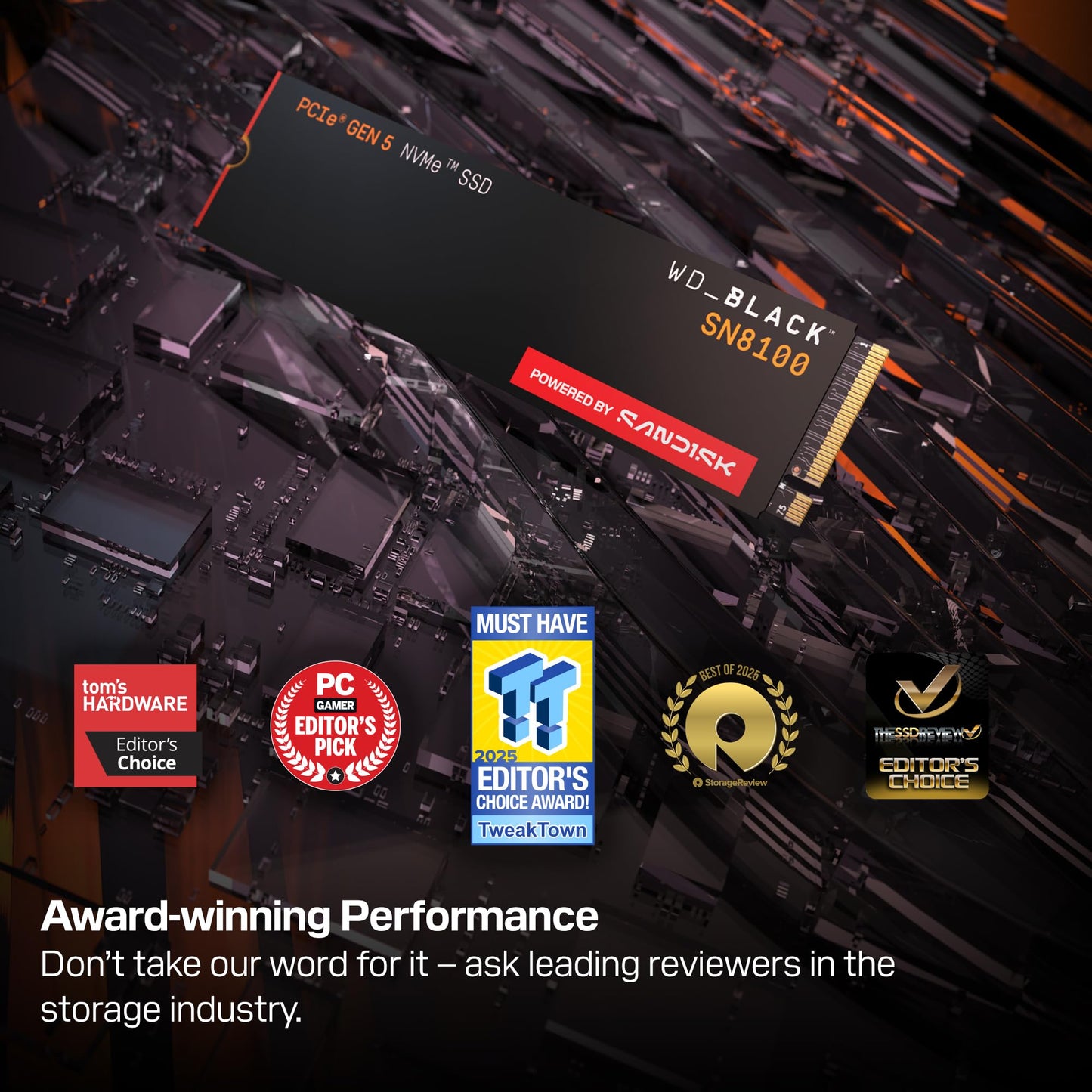 WD_Black SN8100 4TB NVMe SSD - PCIe 5.0x4, M.2 2280, Up to 14,900MB/s Read Speed, up to 11,000MB/s Write Speed, Best for AI Applications, Gaming, and Video Editing - WDS400T1X0M