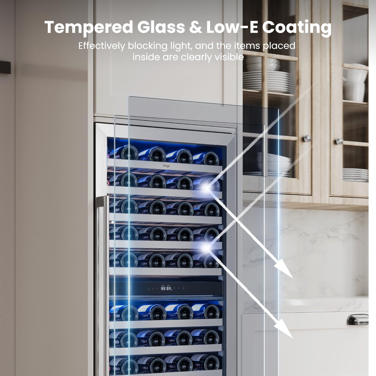 Yeego Wine Fridge Cooler - 24 Inch Dual Zone Wine Fridge Hold 52 Bottles, 40-65°F Wine Refrigerator Glass Door, Built in Fridge, Freestanding Adjustable Shelves Fridge for Beer Soda Drink Home Bar