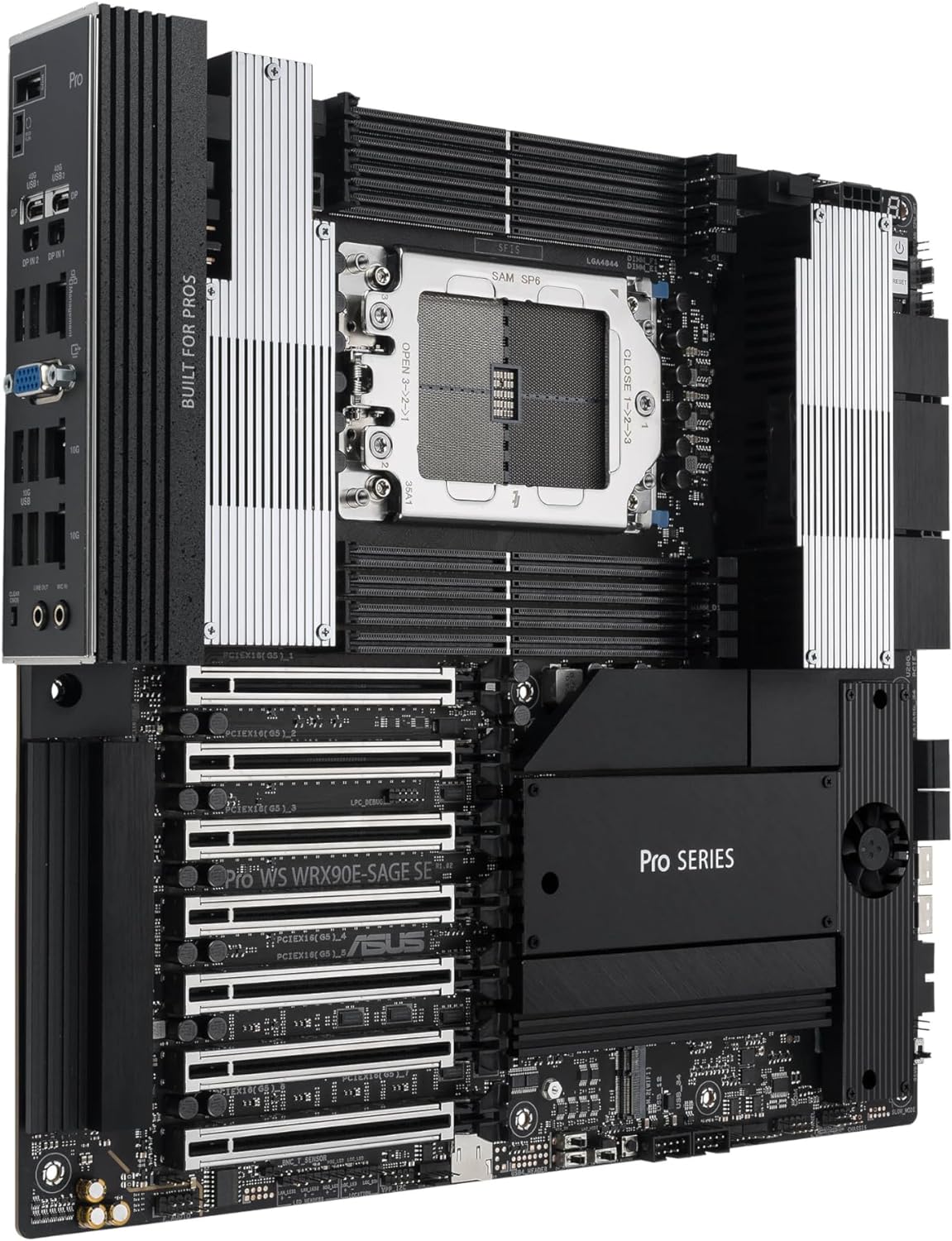 ASUS Pro WS WRX90E-SAGE SE EEB Workstation Motherboard, AMD Ryzen™ Threadripper™ PRO 7000 WX-Series, ECC R-DIMM DDR5, 32 Power-Stage,7xPCIe 5.0x16, PCIe 5.0 M.2, 10Gb & 2.5Gb LAN, Multi-GPU Support